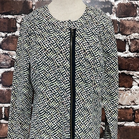 CAbi Jacket Cliffside Moto Zip Printed Blazer Black Pink Style 5099 Size Medium - Picture 2 of 11